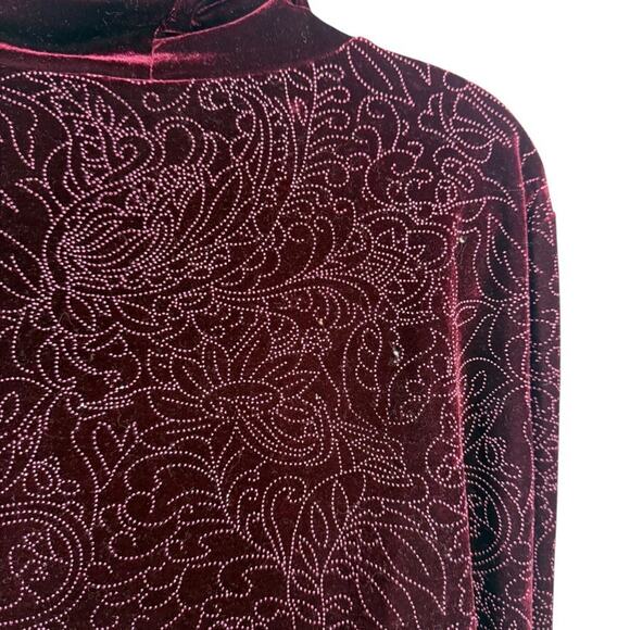 Coldwater Creek Cowl Neck Burgundy Velvet Long Sleeve Top Stretch NWT sz XL - Picture 12 of 16